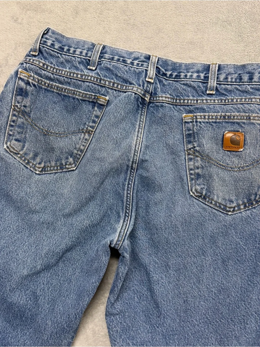 Vintage 90s Carhartt Flannel Lined Jeans Mens 35x28 Blue Dark Wash B21 DST